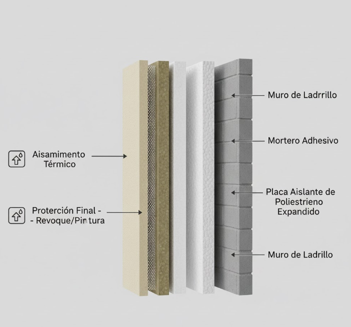 Sistema de cerramiento con SATE